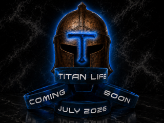 Titan Life glowing helmet logo, Coming July 2026