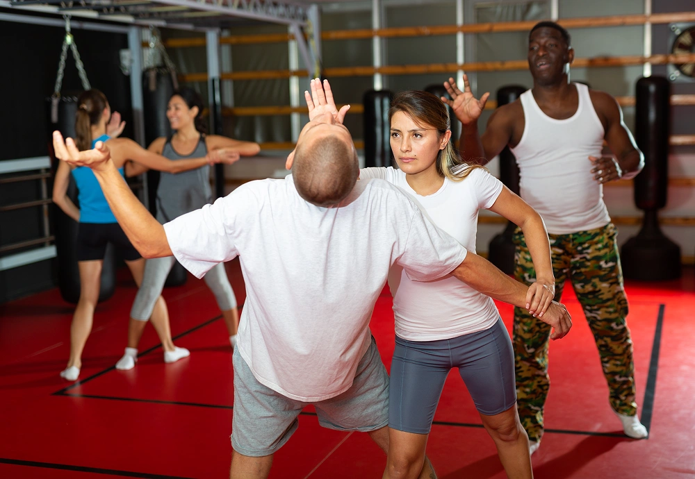 Group learning martial arts moves