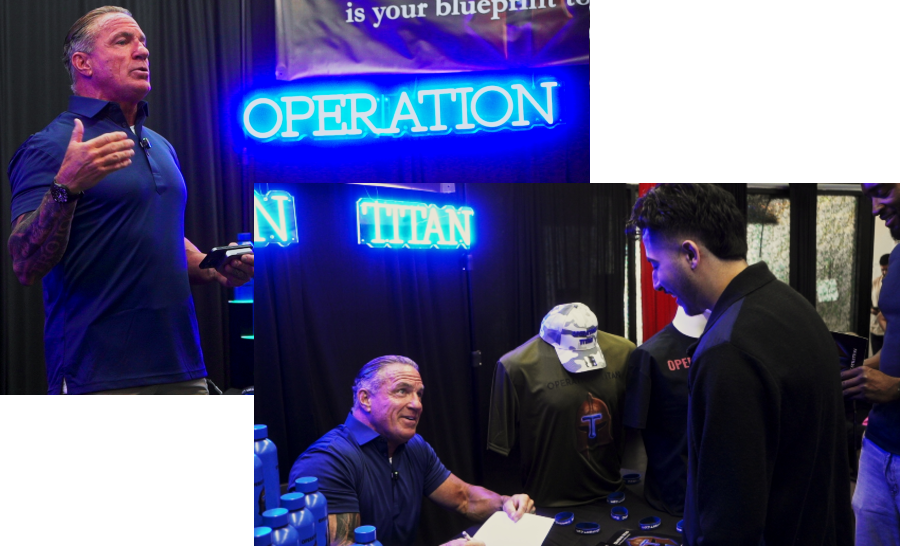 Man signing at Operation Titan booth