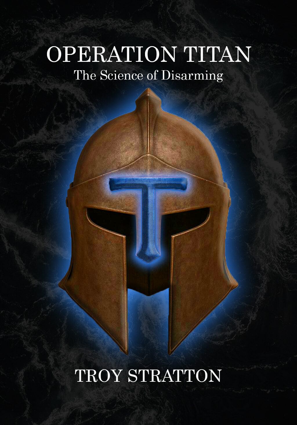 Book cover displaying bronze helmet with glowing T